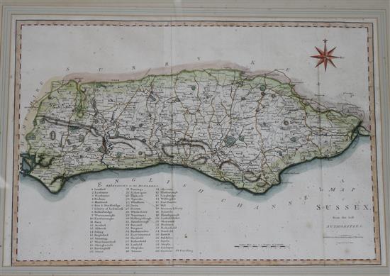 J. Carey, Map of Sussex 1805, 36 x 52cm